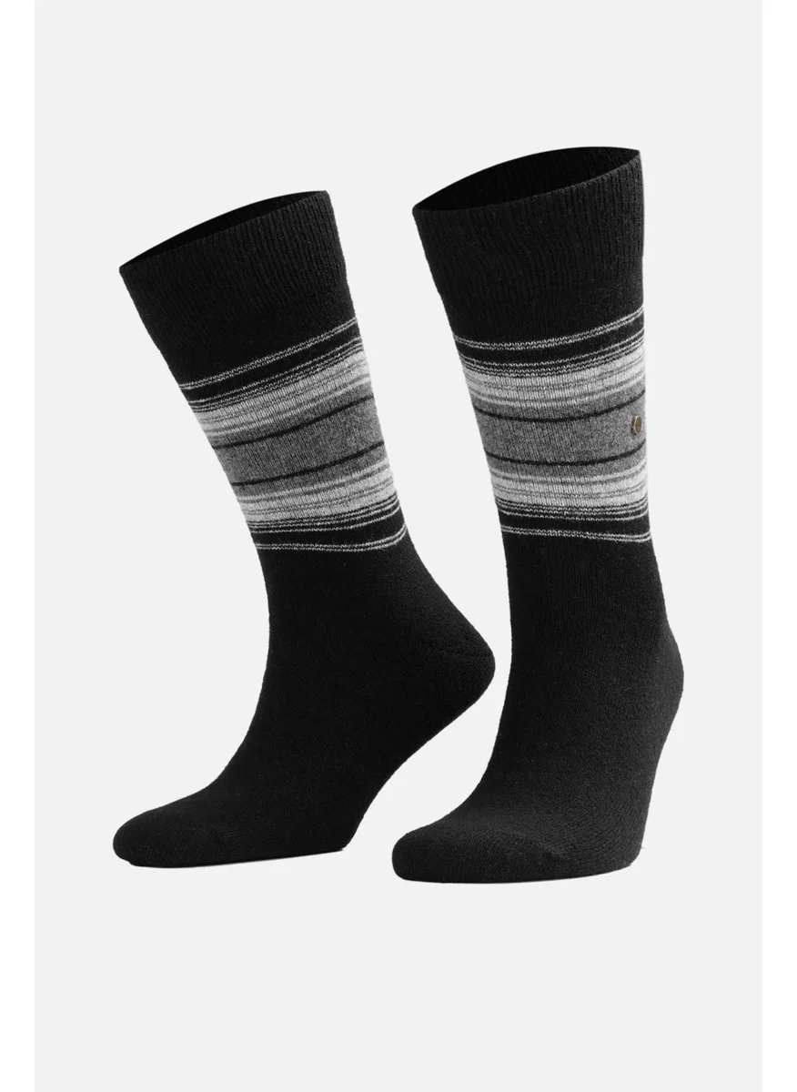 Aytuğ Men's Sheep Wool (Lambswool) Single Black Socks - A-25095-S