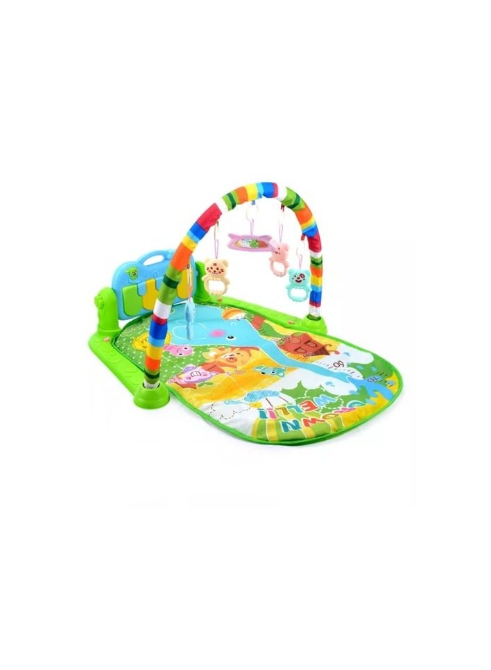 سجادة لعب للأطفال في صالة الألعاب الرياضية, بيانو الركل واللعب على البطن مع 5 العاب تعليمية حسية للأطفال الرضع , موسيقى واضواء , هدايا للأولاد والبنات حديثي الولادة - Image 2