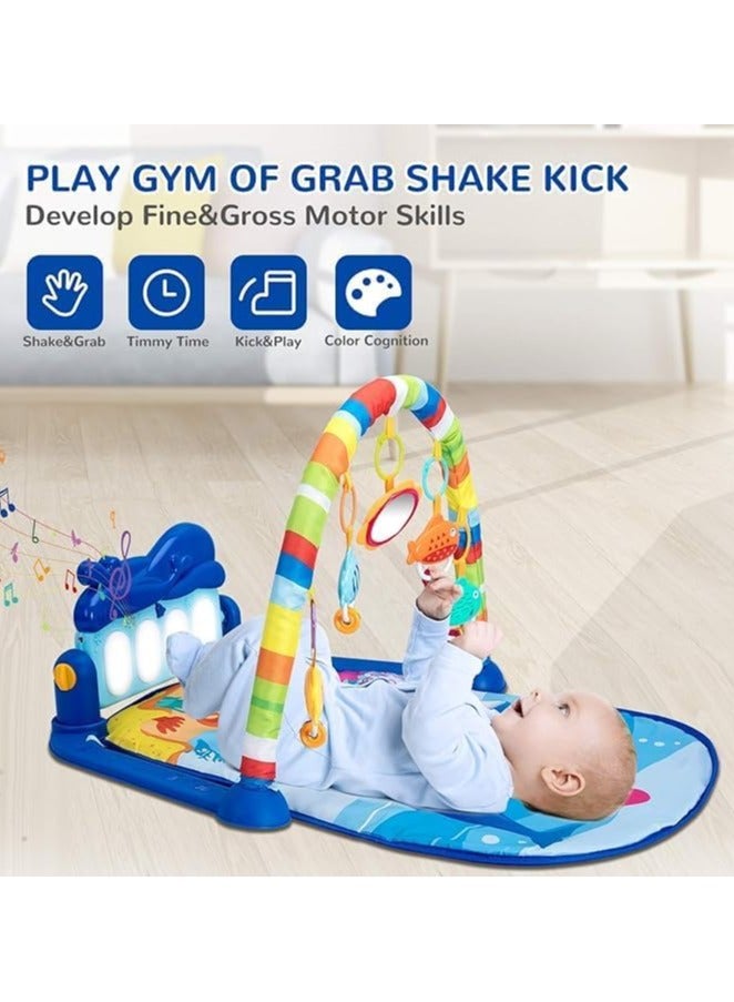 سجادة لعب للأطفال في صالة الألعاب الرياضية, بيانو الركل واللعب على البطن مع 5 العاب تعليمية حسية للأطفال الرضع , موسيقى واضواء , هدايا للأولاد والبنات حديثي الولادة - Image 4