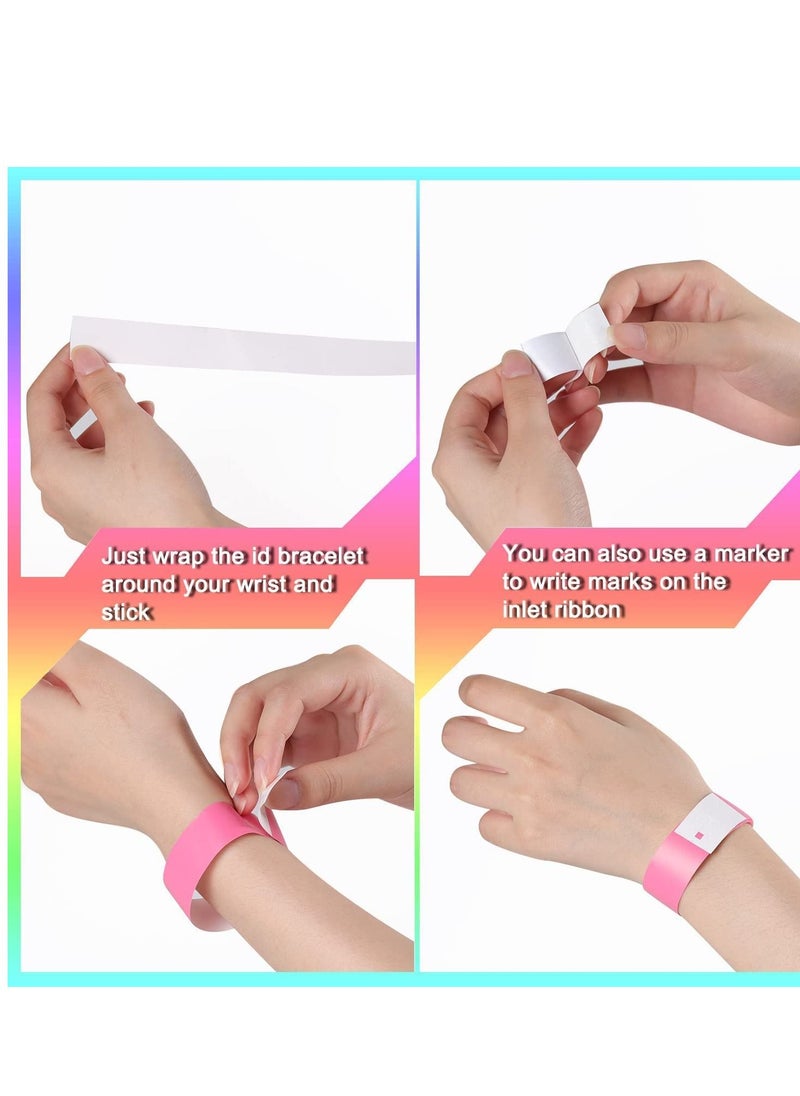 Y&D Paper Wristbands For Events Neon Wrist Colored Waterproof Hand Party Clubs Lightweight Concert Adhesive 240 Pack  - Image 2