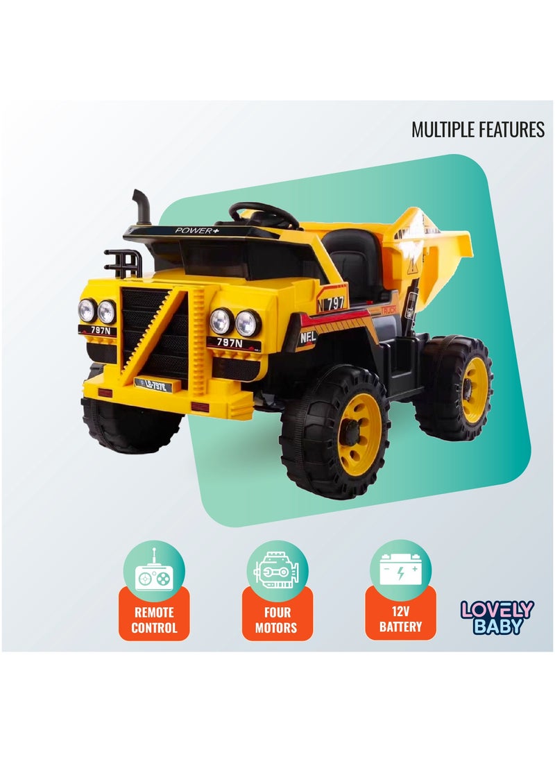 لافلي بيبي سيارة جيب LB 797E تعمل بالطاقة للأطفال من لوفلي بيبي، سيارة تحكم عن بعد للطرق الوعرة - أصفر - Image 2