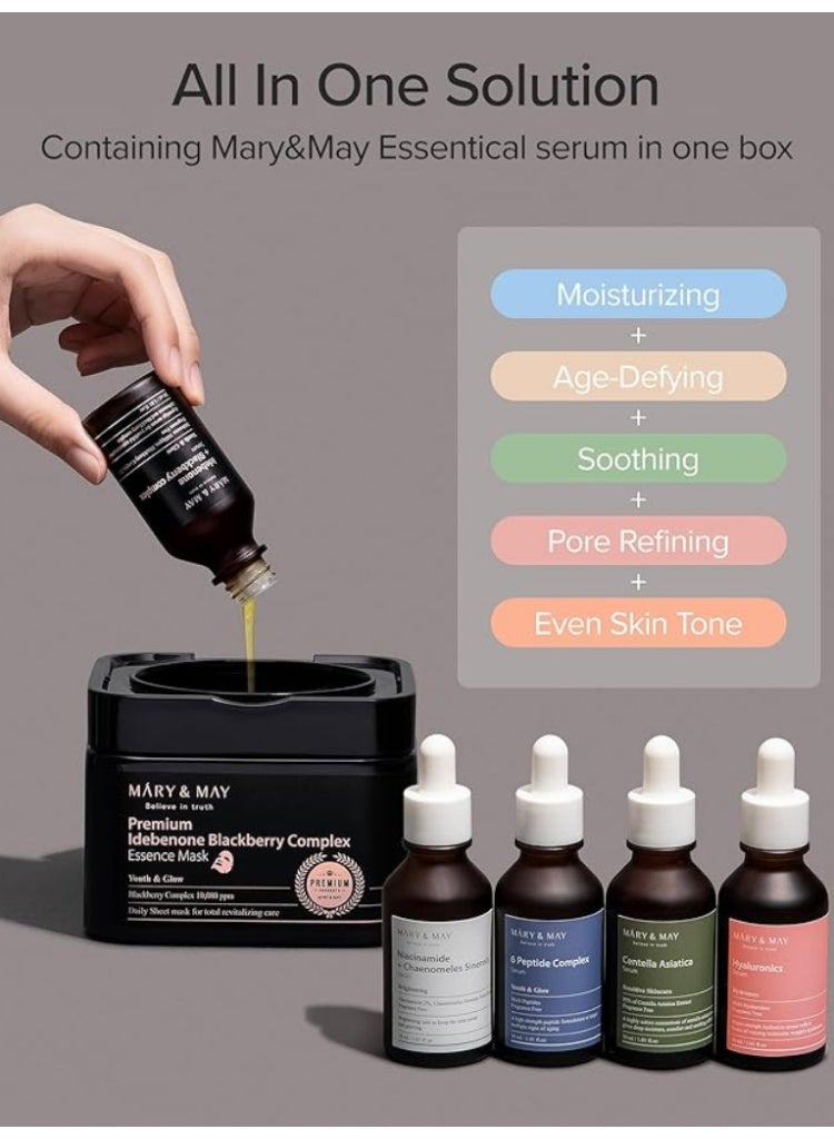 MARY & MAY Mary&May Idebenone Blackberry Complex Essence Mask 20 Sheets for Deep Hydration & Firming Care - Image 4