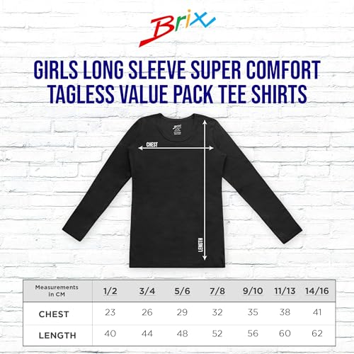Brix Girls' Long Sleeve Tees - 4 -Pack Crew Neck Super Soft Cotton T Shirts. 7/8 - Image 5