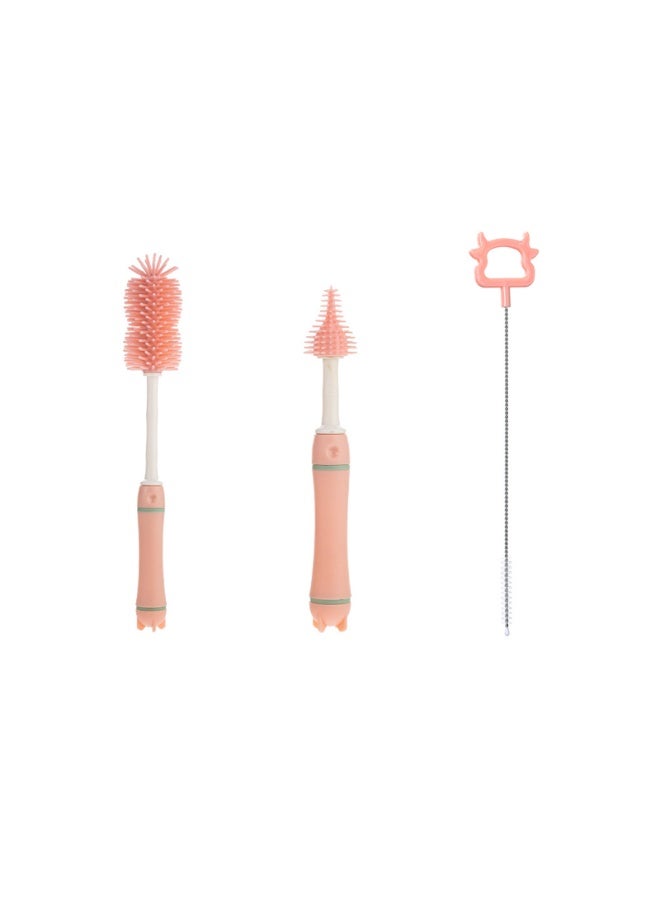 3PCS Silicone Bottle Cleaning Brush Kit 3 in 1 Silicone Brush, Nipple Brush, Straw Brush Baby Travel Essential Bottle Brush Set - Image 3