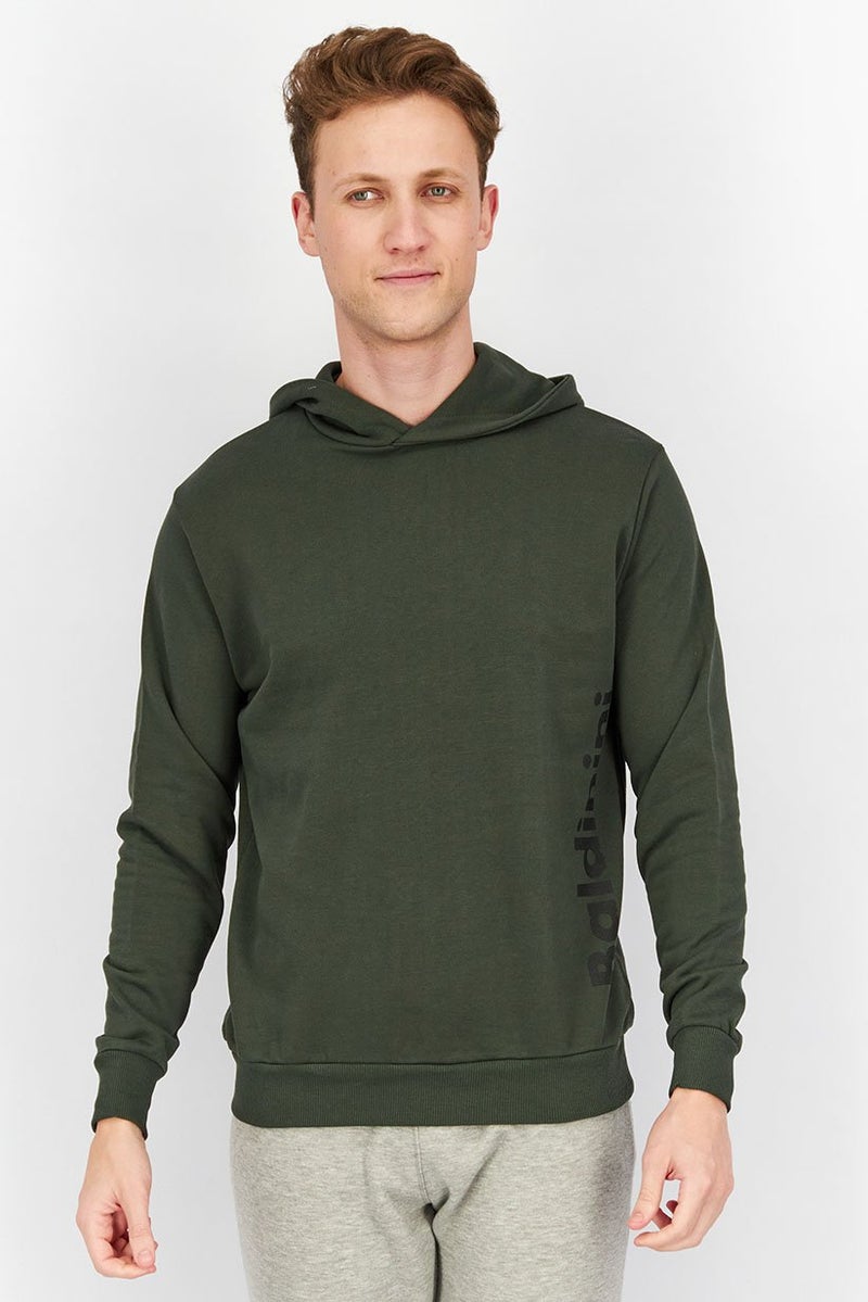 Baldinini Men Hooded Graphic Long Sleeve Sweatshirt, Green - Image 1