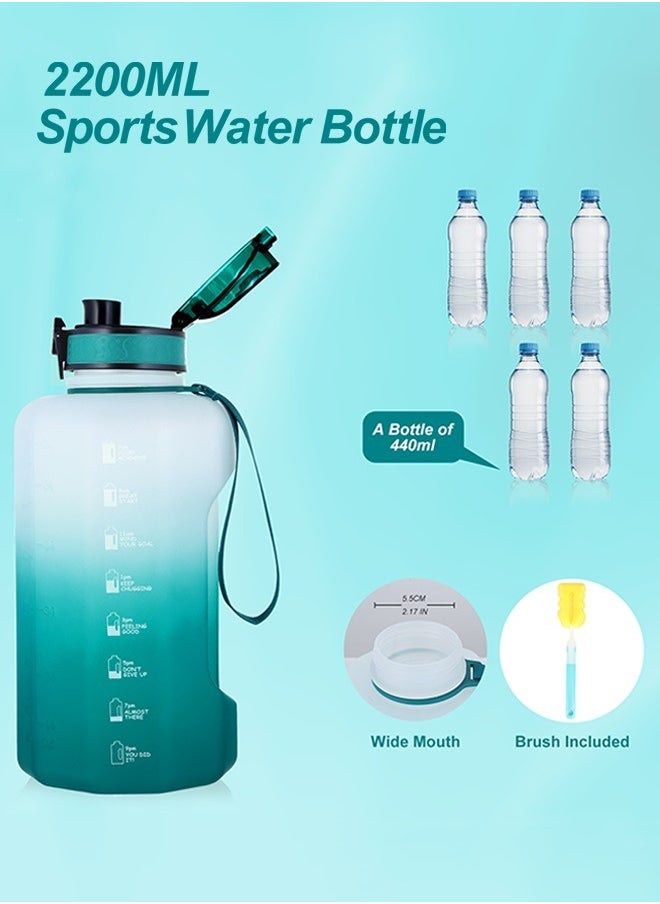 GEMFUL - 2.2l Big Water Bottle with Handle 2.2 Litre Leak Proof BPA Free 73oz Large Capacity Daily Drinking Jug for Gym Fitness Sport Outdoor - Image 1