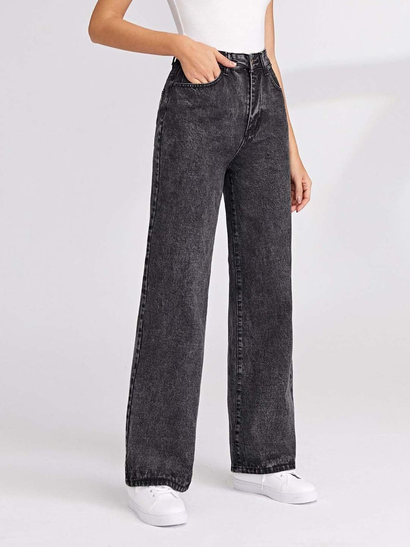 KOTTY Women's High Waist Wide Leg Black Denim Jeans | Trendy Regular Fit Jeans for Women & Girls | Sizes 26-42 Plus Size(Grey,M)-KTTLADIESJEANS3137M - Image 5
