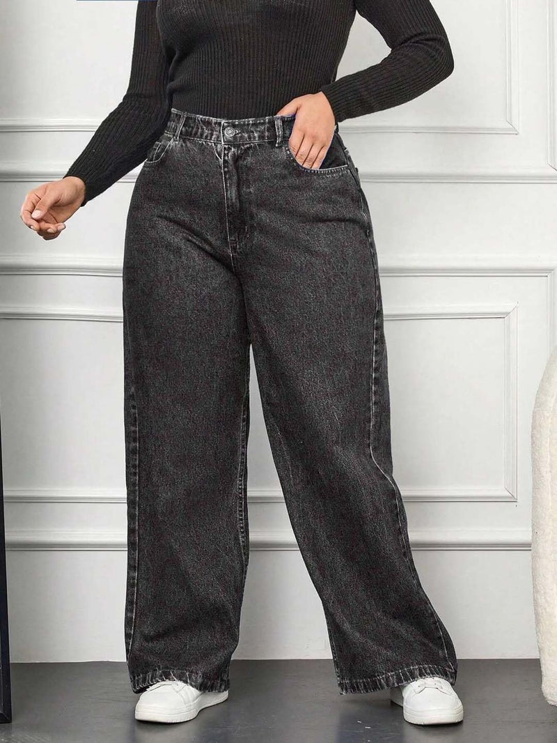 KOTTY Women's High Waist Wide Leg Black Denim Jeans | Trendy Regular Fit Jeans for Women & Girls | Sizes 26-42 Plus Size(Grey,M)-KTTLADIESJEANS3137M - Image 3