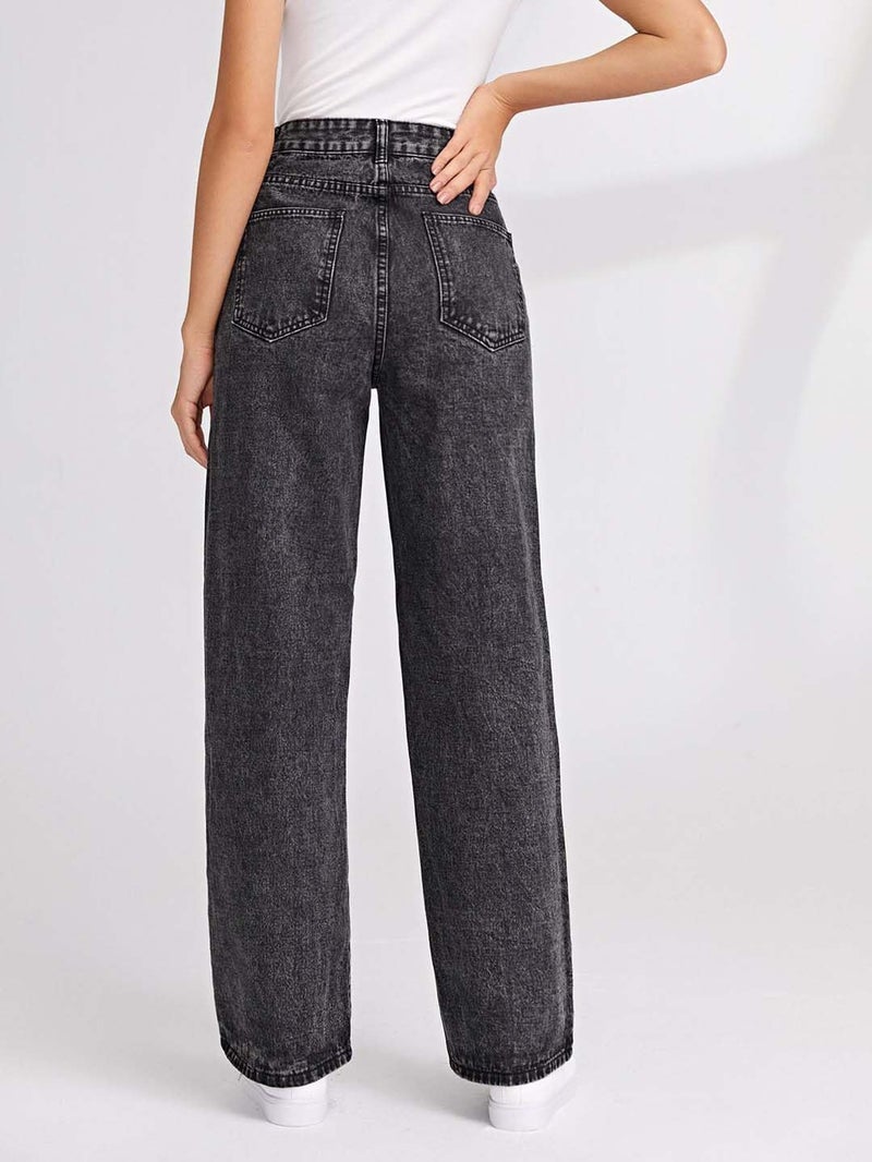 KOTTY Women's High Waist Wide Leg Black Denim Jeans | Trendy Regular Fit Jeans for Women & Girls | Sizes 26-42 Plus Size(Grey,M)-KTTLADIESJEANS3137M - Image 4