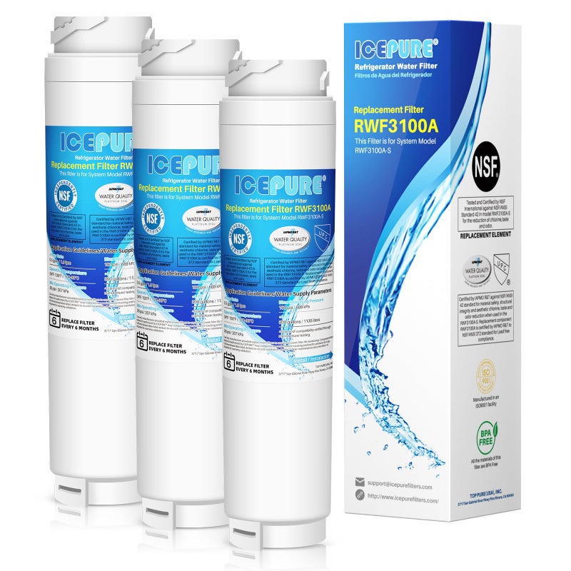 ICEPURE 644845 Replacement for Bosch Ultra Clarity 9000194412 11034152 BORPLFTR10 REPLFLTR10 9000077104 B26FT70SNS B22CS80SNS B22CS50SNS Haier 0060820860, Miele KWF1000 Refrigerator Water Filter 3PACK - Image 1