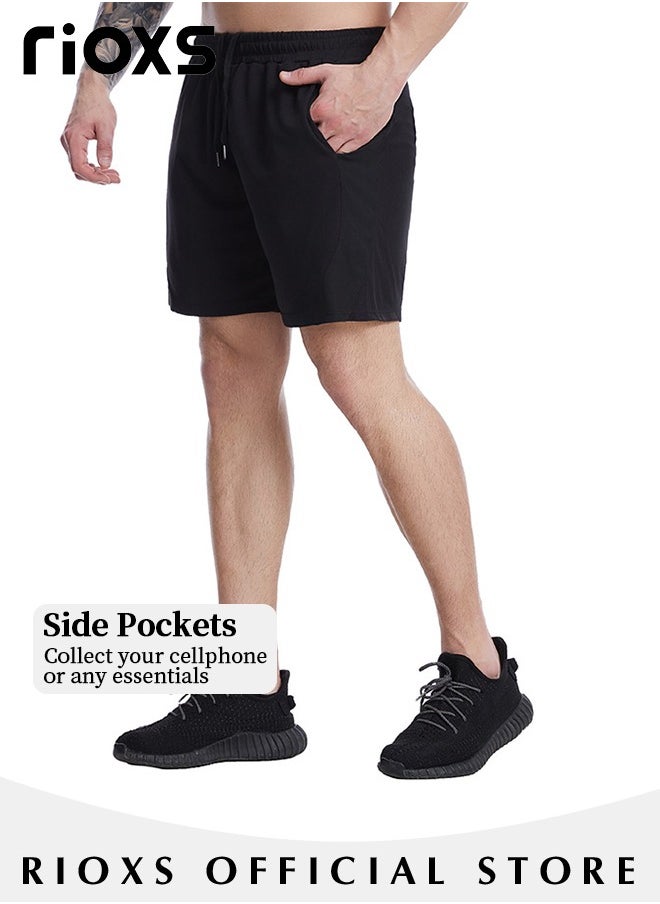 RIOXS - Men's Running Shorts, Athleisure Unlined Shorts, Athletic Lightweight Shorts, Breathable Quick-Drying Fitness Short Pants with Pockets, Made of Moisture-Wicking Material - Image 1