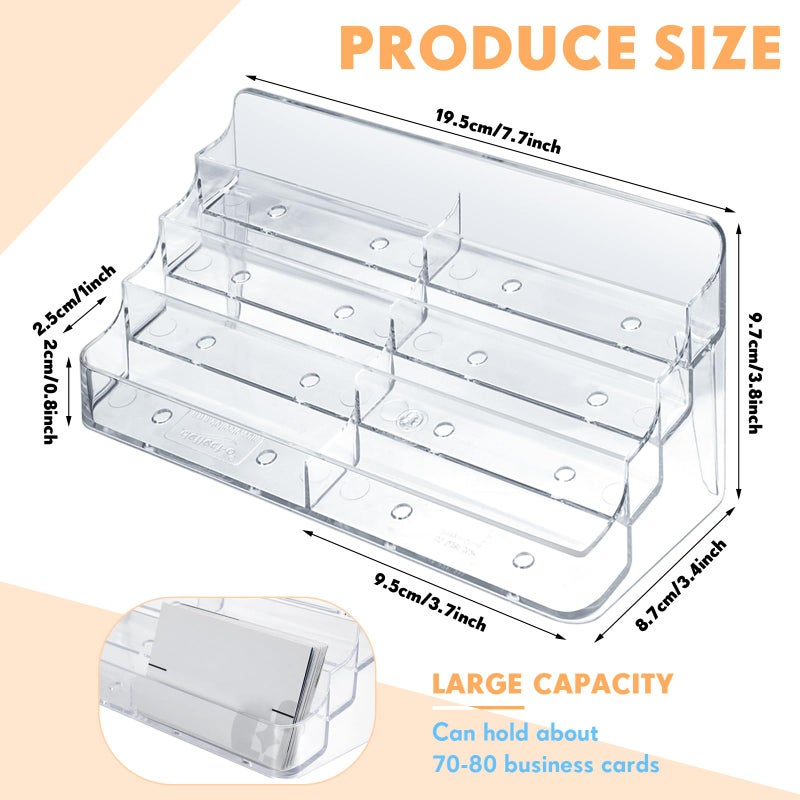 Jutom 4 Pcs 8 Pocket Acrylic Business Card Holder 7.68 x 3.43 x 3.82 Inch Multi Business Card Holder Display Clear Stand Card Organizer for Desk Literature Flyer Pamphlet - Image 2