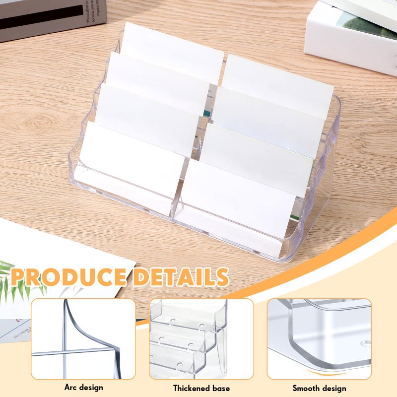 Jutom 4 Pcs 8 Pocket Acrylic Business Card Holder 7.68 x 3.43 x 3.82 Inch Multi Business Card Holder Display Clear Stand Card Organizer for Desk Literature Flyer Pamphlet - Image 3