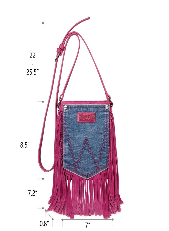 Wrangler Small Crossbody Purse for Women Hobo Western Crossover Leather Fringe Side Purse Cowgirl Shoulder Handbag WG44-8360PK - Image 3