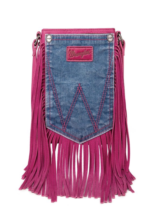 Wrangler Small Crossbody Purse for Women Hobo Western Crossover Leather Fringe Side Purse Cowgirl Shoulder Handbag WG44-8360PK - Image 1
