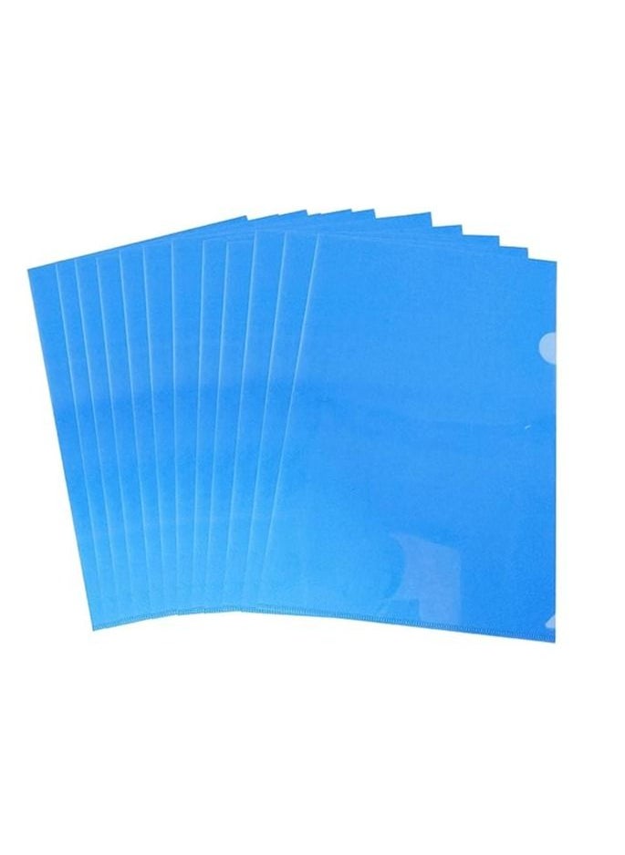 ATLAS - A4 Plastic File, L-Type Folders Project Pockets Clear Paper Document Jacket Sleeve for Office, Paper Storage, Blue (Pack of 12) - Image 1