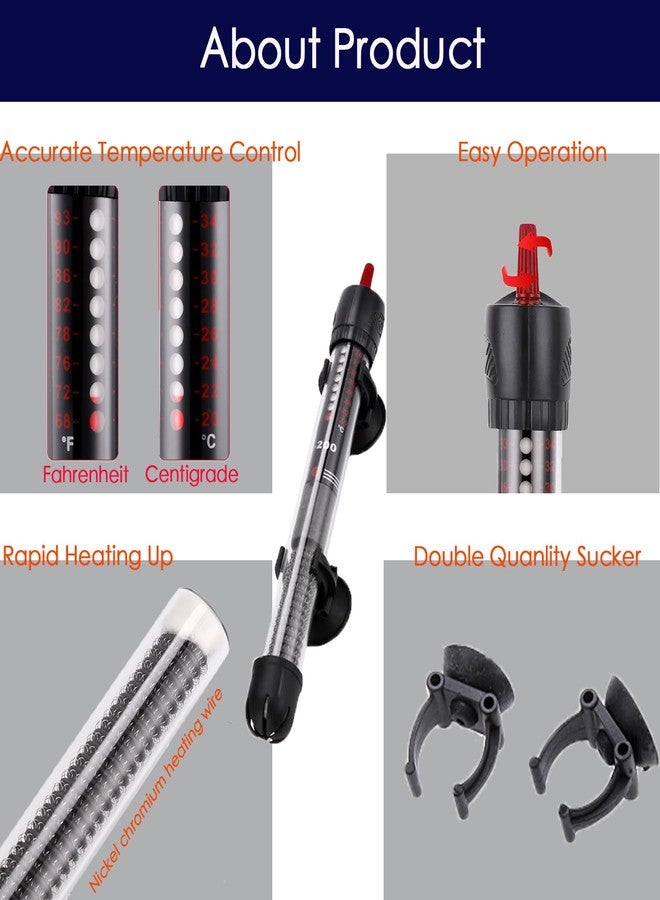 سخان صغير لأحواض السمك، سخان غاطس صغير بقدرة 25 واط، سخان قابل للتعديل لأحواض سمك البيتا مع شاشة عرض درجة الحرارة، مناسب لأحواض المياه العذبة والمالحة حتى سعة 30 لترًا/8 جالونات. - Image 3
