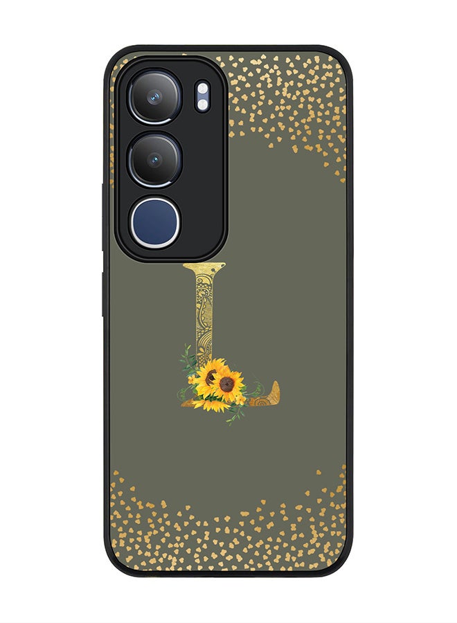 For vivo Y19s / Y19s Pro Case,Slim fit Camera Protection, Shockproof Thin Phone cover  - Custom Floral Monogram - L  (Olive Green )