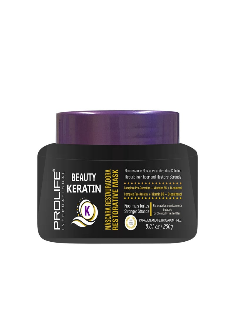 PROLIFE INTERNATIONAL Beauty Keratin Hair Mask Rich of Keratin and B5 Vitamin and Panthenol Repair Chemically Damaged Hair 250g  - Image 1