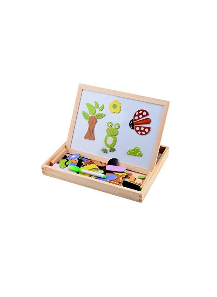 TOY GARDEN Multipurpose Educational Learning Board – Double-Sided Magnetic Wooden Puzzle | Alphabet, Writing & Puzzle Play | White & Black Board  - Image 1