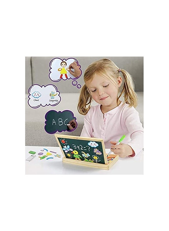 TOY GARDEN Multipurpose Educational Learning Board – Double-Sided Magnetic Wooden Puzzle | Alphabet, Writing & Puzzle Play | White & Black Board  - Image 4
