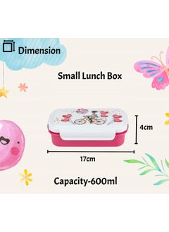 Nabhya Nabhya Combo of 2 Peppy Small Tiffin Box for Kids,Inner Stainless Steel & Outer Plastic with Plastic Katori and Airtight Lid, School Lunch Box for Kids (Pink & Green)  - Image 2
