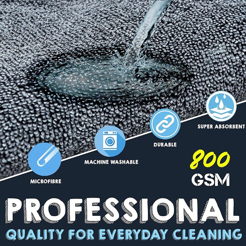Towelogy Microfibre Car Cleaning Cloths - 800gsm High Density, Chemical Free, Pack of 2 (Orange/Grey) - Image 3