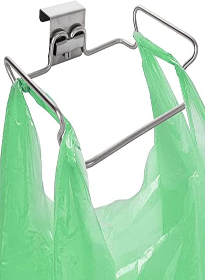 Hanging Garbage Bags Storage Organizer Rack, Stainless Steel Trash Bag Holder, Towel Gloves Hanger for Kitchen Cabinet Cupboard Drawer Back Door Hook Hangers, Cupboards Frame 