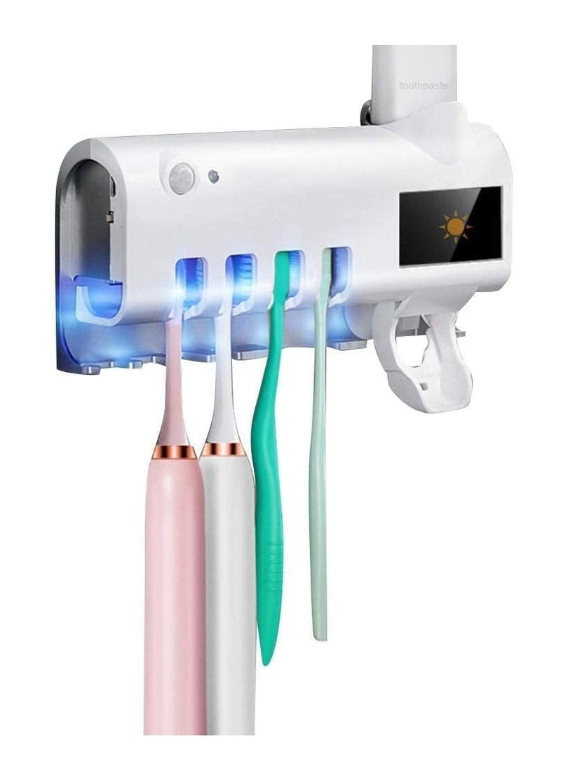 UV Toothbrush Sterilizer Multi-function Toothbrush Holder Wall Mounted UV Sterilizer with Dispenser for Bathroom - Image 1
