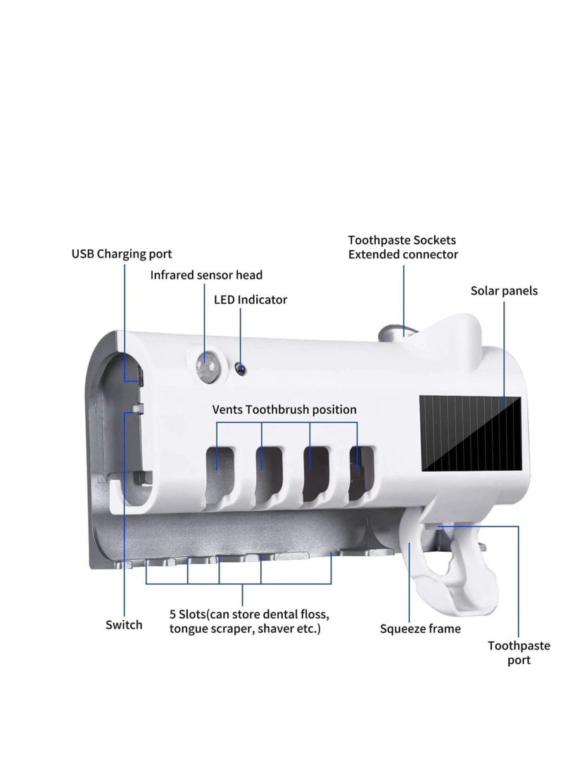 UV Toothbrush Sterilizer Multi-function Toothbrush Holder Wall Mounted UV Sterilizer with Dispenser for Bathroom - Image 3