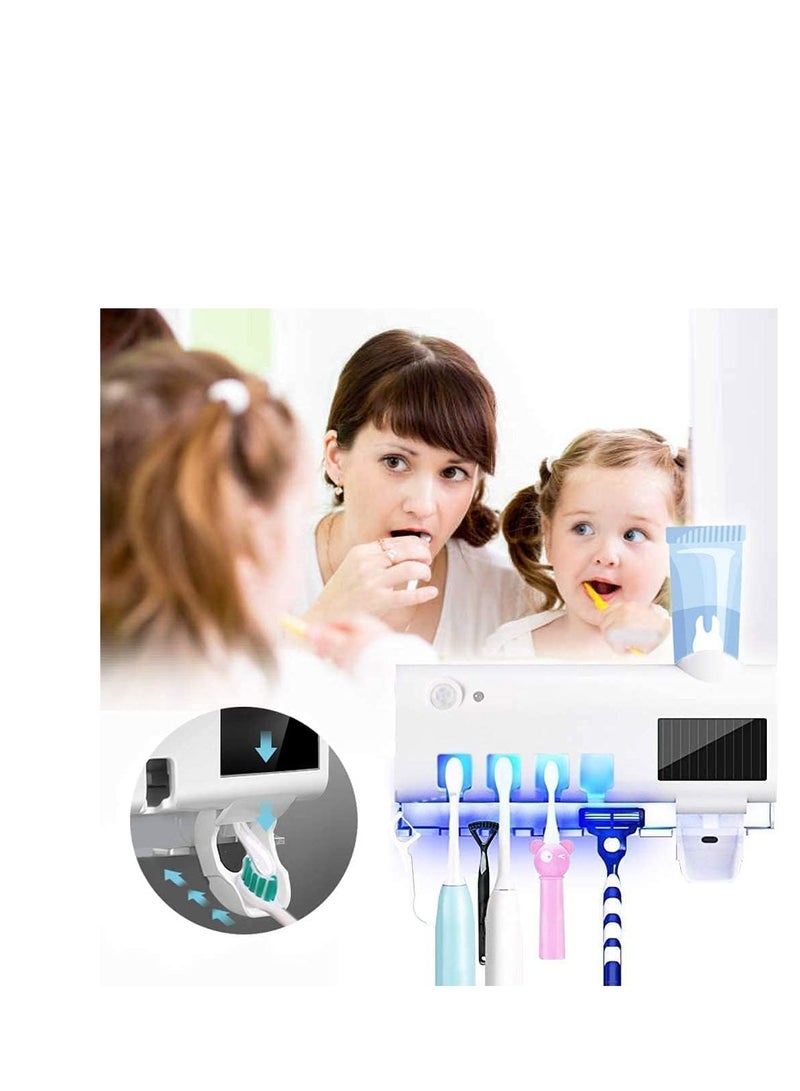 UV Toothbrush Sterilizer Multi-function Toothbrush Holder Wall Mounted UV Sterilizer with Dispenser for Bathroom - Image 4