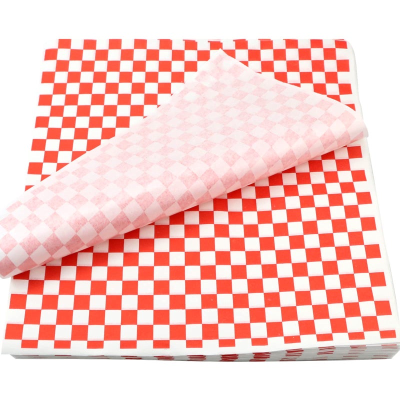 Oomcu Oomcu 200 Sheets Red and White Checkered Dry Waxed Deli Paper Sheets Paper Liners for Plastic Food Basket Special for Wrapping Bread and Sandwiches115x115 