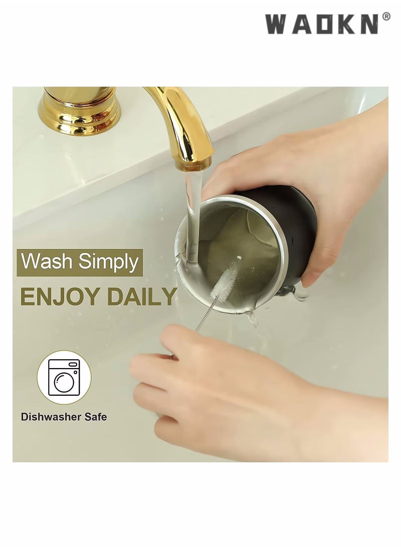 دبليو أيه أو كي أن Yerba Mate Tea Cup, كوب عزل منزلي مزدوج الجدران من الفولاذ المقاوم للصدأ، قرع ماتي لشرب أوراق الشجر السائبة مع قش بومبيلا، أسود، 230 مل  - Image 2