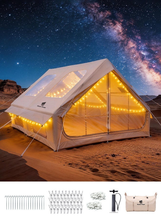 GEERTOP Extra Large 8-10 Person Inflatable Camping Tent, 12㎡ Air Tent with Panoramic Skylight and String Lights, UV Protection, Instant Setup, Windproof, Sand-Resistant, Anti-Mosquito, for Camping and Beach - Image 1