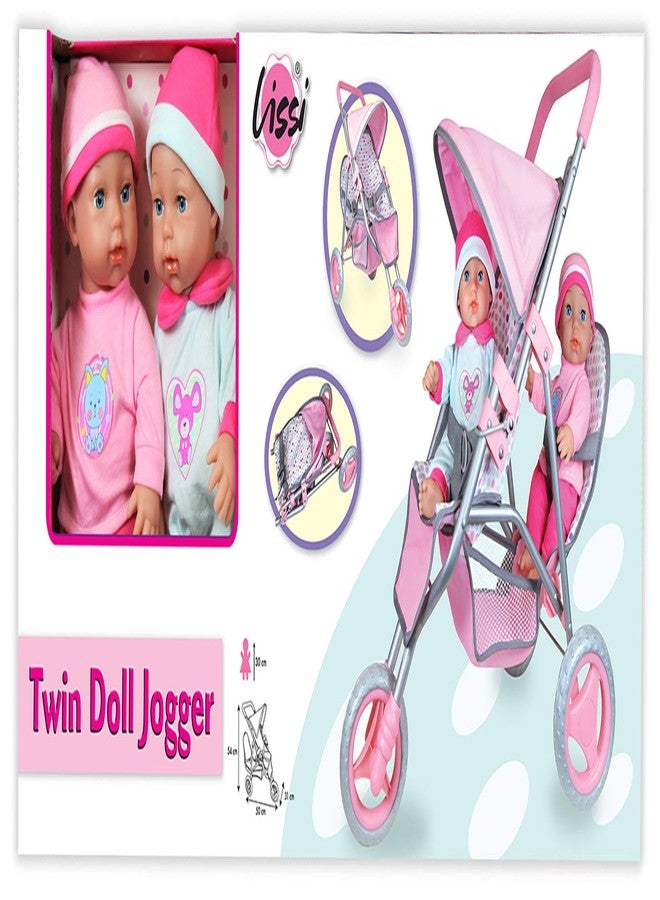 Lissi Twin Baby Dolls in Twin Jogger Stroller - Image 3