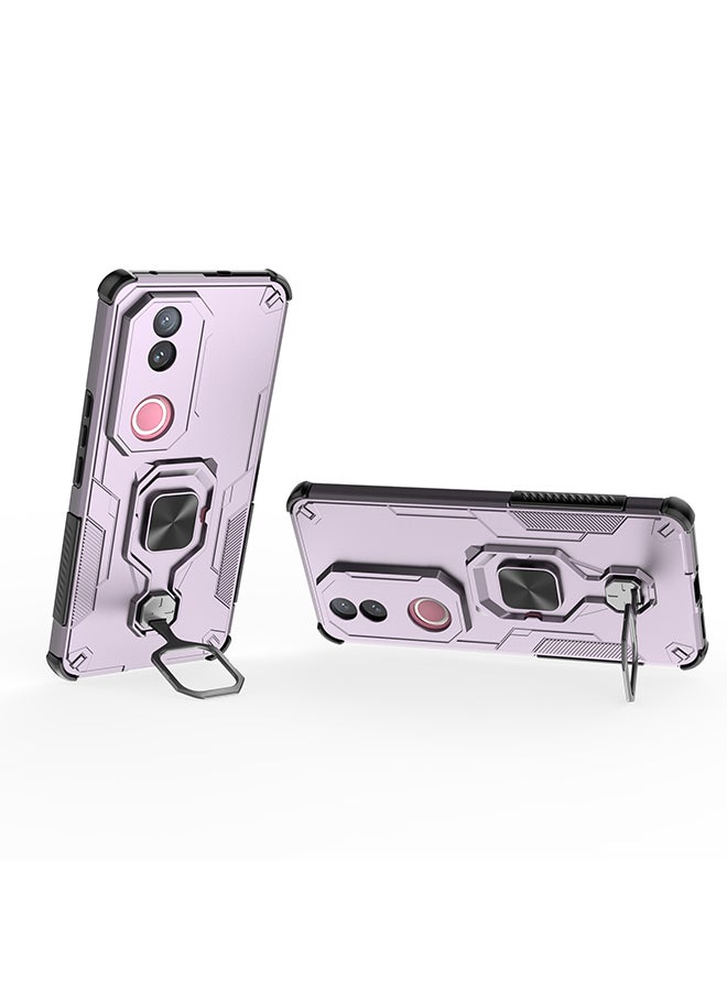 Case for Vivo V50 5G with Kickstand, PC+TPU Dual-Layer Hybrid Protection Back Cover,Rose Gold - Image 3