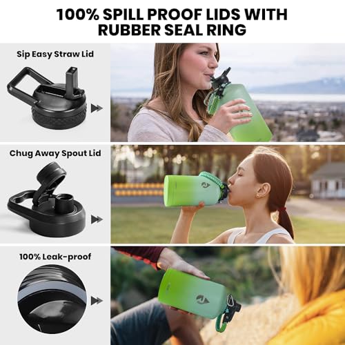 RAYMYLO One Gallon Water Bottle Insulated, Triple Walled Vacuum Stainless Steel (Cold for 48 Hrs), Leak Proof & Non-BPA, Large Water Flask Jug with Paracord Handle & Straw Spout Lids - Image 3