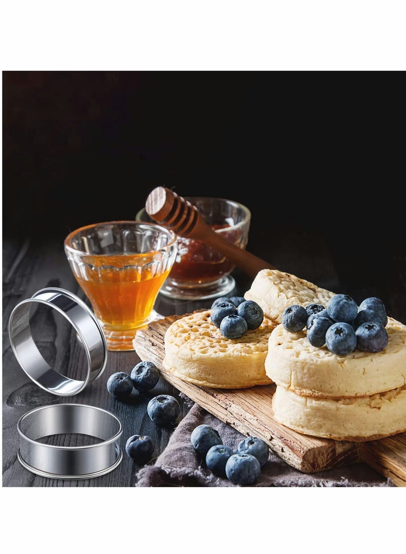 Zikra 6 Pieces Muffin Tart Rings Double Rolled Tart Ring Stainless Steel Muffin Rings Metal Mousse Cake Pancake Ring Pastry Round Ring Mould for Home Food Making Cooking Baking Tool, 3.15 Inch - Image 3