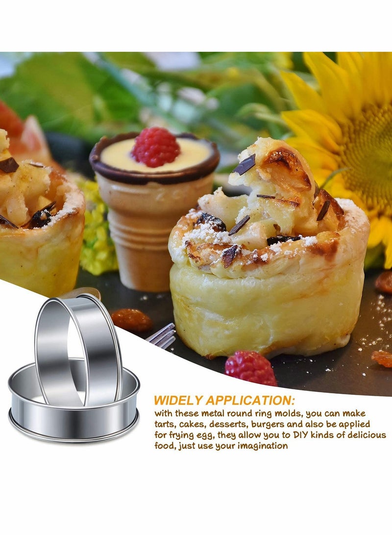 Zikra 6 Pieces Muffin Tart Rings Double Rolled Tart Ring Stainless Steel Muffin Rings Metal Mousse Cake Pancake Ring Pastry Round Ring Mould for Home Food Making Cooking Baking Tool, 3.15 Inch - Image 5