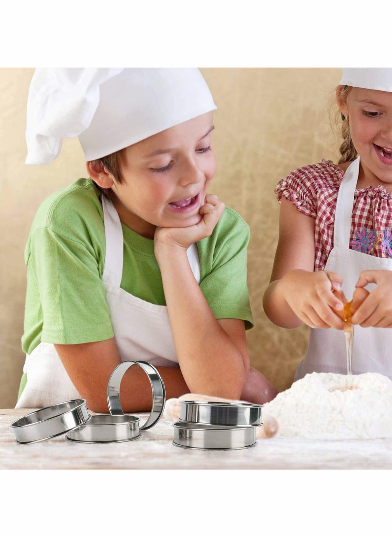 Zikra 6 Pieces Muffin Tart Rings Double Rolled Tart Ring Stainless Steel Muffin Rings Metal Mousse Cake Pancake Ring Pastry Round Ring Mould for Home Food Making Cooking Baking Tool, 3.15 Inch - Image 4