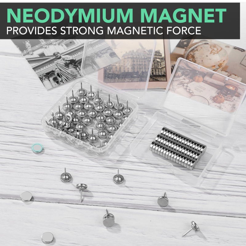 E BAVITE Magnetic Push Pins ThumbTacks, 36 Sets Magnet Pushpins for Wall Bulletin Board Cork Board Cute Decorative Push Pin Clips for Poster Hanger Picture Hanging Home Office Accessories - Image 5