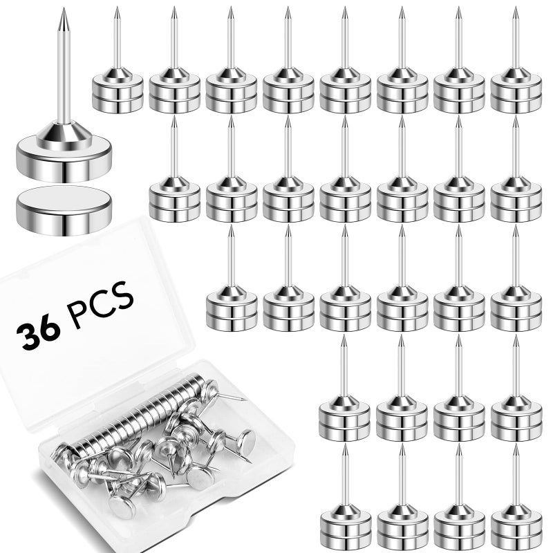 E BAVITE Magnetic Push Pins ThumbTacks, 36 Sets Magnet Pushpins for Wall Bulletin Board Cork Board Cute Decorative Push Pin Clips for Poster Hanger Picture Hanging Home Office Accessories - Image 1