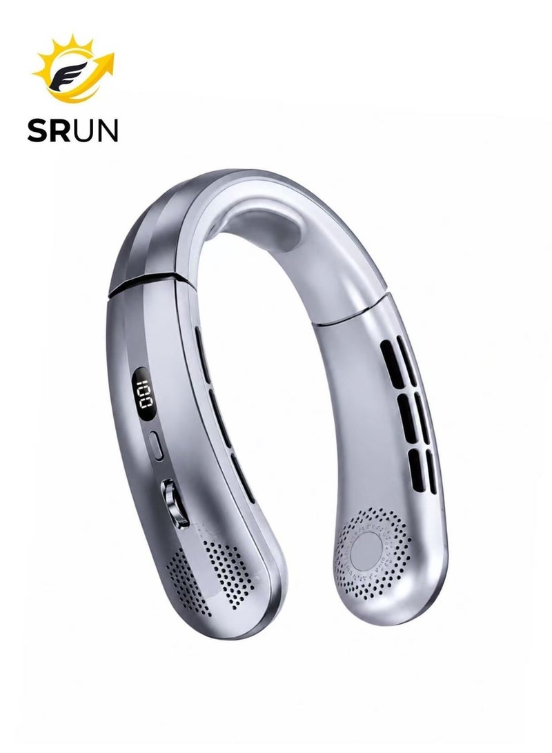 Portable Neck Fan Mini Fan Personal Cooling System, Neck Cooling Mounted 2000mAh USB With Display Wind Rechargeable For Hot Summer Outdoor - Image 1