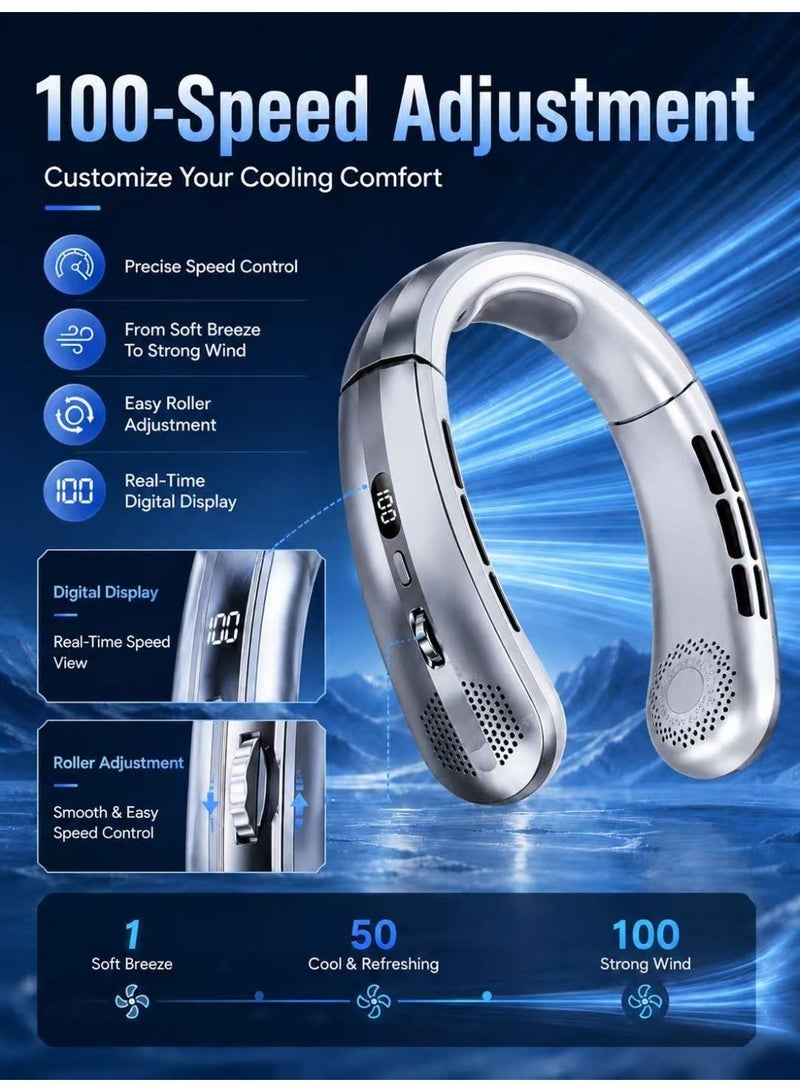 Portable Neck Fan Mini Fan Personal Cooling System, Neck Cooling Mounted 2000mAh USB With Display Wind Rechargeable For Hot Summer Outdoor - Image 3