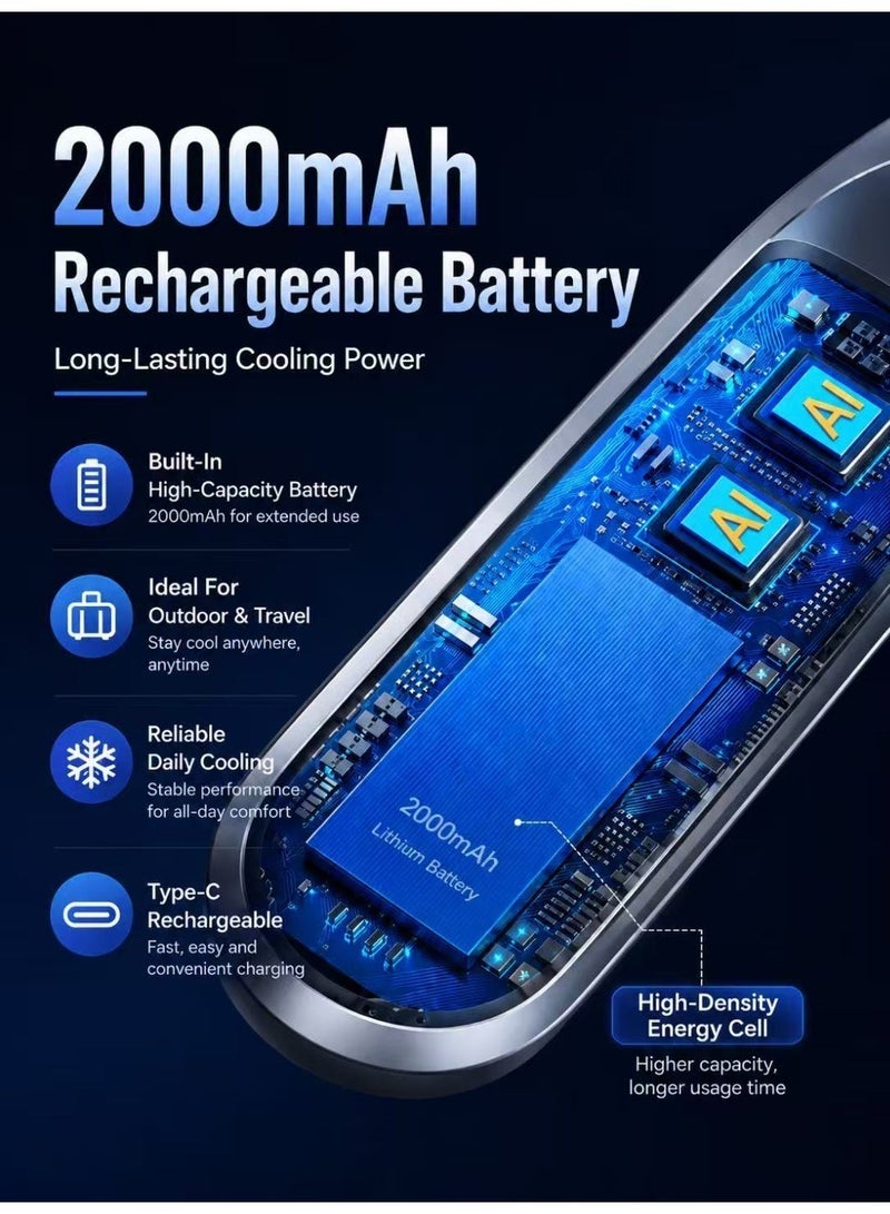 Portable Neck Fan Mini Fan Personal Cooling System, Neck Cooling Mounted 2000mAh USB With Display Wind Rechargeable For Hot Summer Outdoor - Image 4