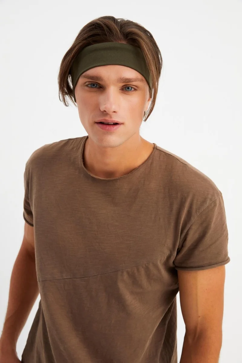 Butikgiz Khaki Men's Cotton Combed Comb, Non-Slip, Sweatproof, Ultra Light, Sports Headband Bandana