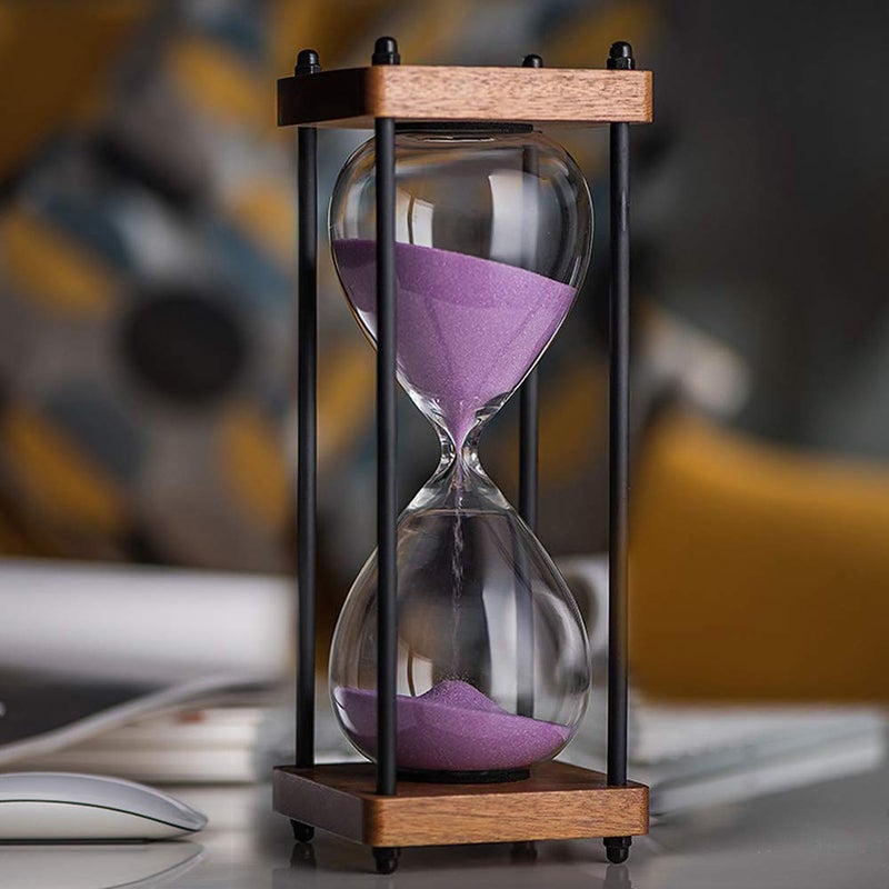 Large Hourglass Timer 60 Minute Decorative Wooden Sandglass Purple