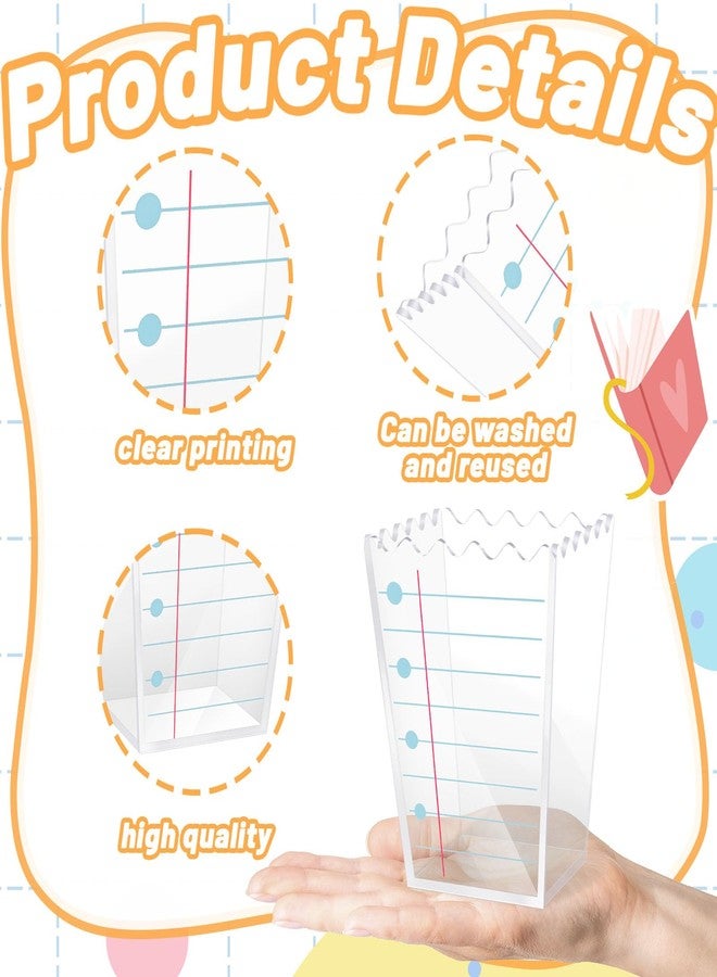 Denylo pro 4 Pcs Back to School Acrylic Container Candy Boxes Lined Acrylic Popcorn Holders Candy Treat Boxes for Back to School Classroom Decorations - Image 3