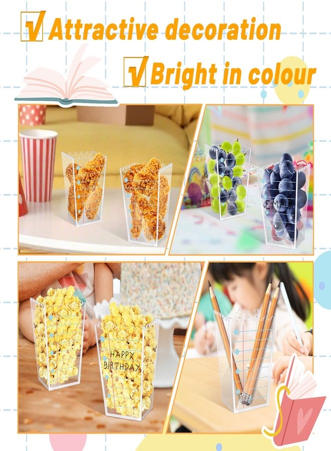 Denylo pro 4 Pcs Back to School Acrylic Container Candy Boxes Lined Acrylic Popcorn Holders Candy Treat Boxes for Back to School Classroom Decorations - Image 4