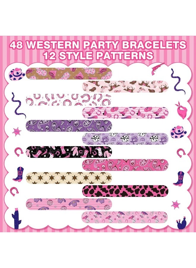 Junkin 48 Pcs Horse Party Favors Kids Western Party Slap Bracelets Disco Pink Cowgirl Cowboy Gifts Wristbands for Western Theme Birthday Party Supplies Stuffers Last Rodeo Bachelorette Prizes - Image 2